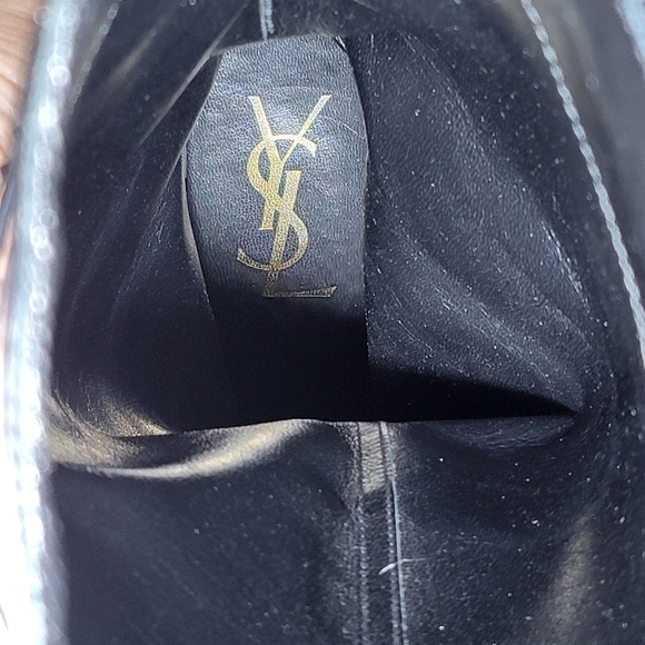 Ysl yves saint laurent platform suede leather knee high stiletto boots black  7 - Picture 10 of 15